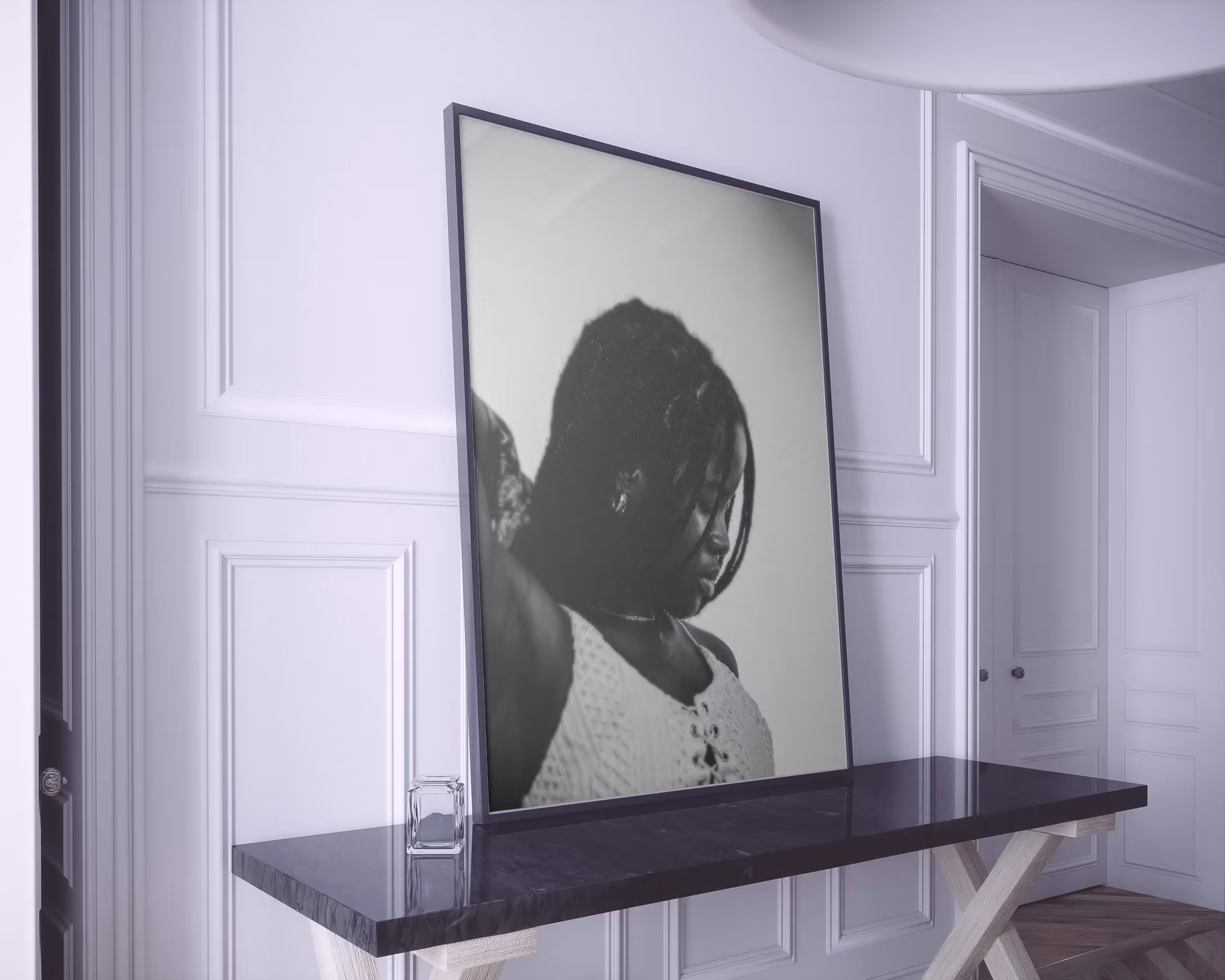 photo of a big portrait photography with a black model